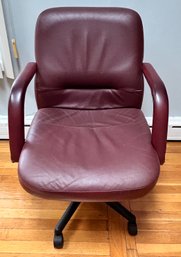 Maroon Leather Rolling Desk Chair