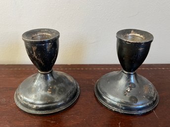 Sterling Weighted Candlestick Holders - 2 Pieces - 12.78 OZT Total