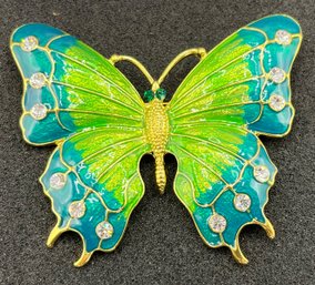 Blue & Green Enamel Butterfly Brooch Made By Catherine Popesco