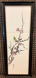 Signed Japanese Porcelain 3-Panel Tile Painting