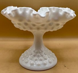 Fenton White Hobnail Milk Glass Compote Pedestal Candy Dish