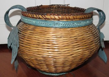 Wicker Metal Handled  Basket