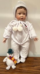 The Ashton Drake Galleries Porcelain Baby Doll And Snowman In Original Box