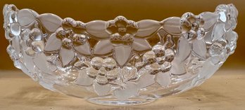 Mikasa Carmen Crystal Serving Bowl - Frosted W/ Etched Grapes  Leaves