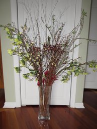 Glass Vase With Artificial Floral Arrangement