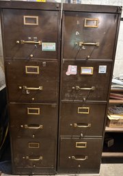 Metal Locking Four Drawer Filing Cabinets With Keys - 2 Piece Lot