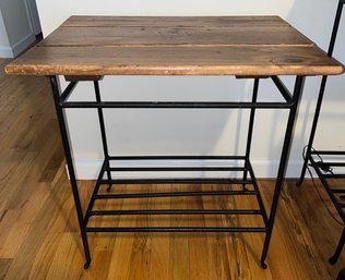 Wrought Iron Wood Top End Table