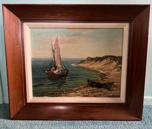 Frank Ferruzza Anchored Boat Painting Framed