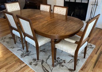 Solid Wood Pecan Dining Table 4 Chairs & 2 Captains Chairs, 2 Leaves Included