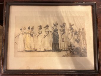 Victorian Women Waiting In Line Printed On Fabric