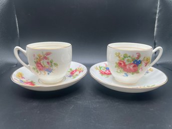 Duchess Bone China 'bridal Rose' Tea Cup And Saucer Made In England - 4 Piece Lot