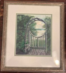 Turpin Signed Garden Gate Framed Drawing