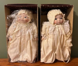 Porcelain Baby Dolls With Boxes - 2 Pieces