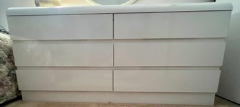 White Formica 6 Drawer Dresser