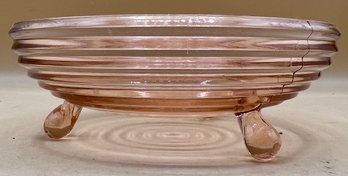 Anchor Hocking Pink Depression Glass 'Manhattan' Pattern Footed Bowl