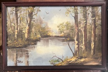 Wetland Signed Framed Oil On Canvas