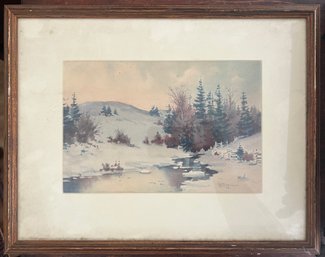 DF Anderson Winterscape Watercolor Painting Print