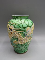 Dragon Motif Vase, Made In Japan