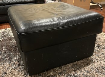 Nicolette Black Leather Ottoman Made In Italy