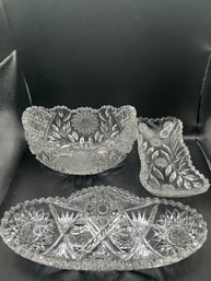 Assorted Crystal Centerpiece Bowls - 3 Piece Lot