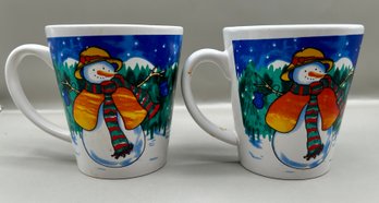2 Ceramic Christmas Mugs, Lot Of 2