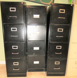 Black Metal 4-drawer File Cabinets - Lot Of 3