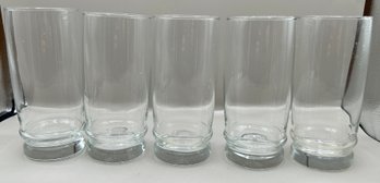 Anchor Hocking Clear Double Ringed Drinking Glasses, Lot Of 5