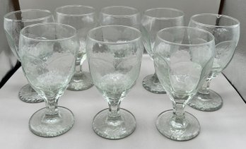 Libby Faceted Wine Glasses, Lot Of 8