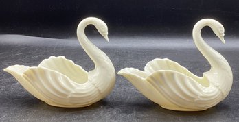 Lenox Swan Collection Cream Open Tail Gold Stamp Trinket Dish Set Of 2