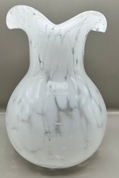 Art Deco White Spotted Art Glass Vase