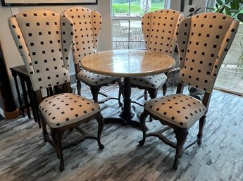 Round Cast Iron Pedestal Table With 4 Queen Anne Chairs