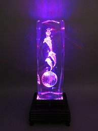 Glass Dolphin, Angel & Earth With Lighted Color Changing Battery Operated Stand