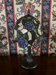 Tiffany Style Stained Glass Rose Lamp - Works