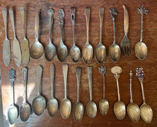 Silver Plate Souvenir Spoons- 23 Pieces