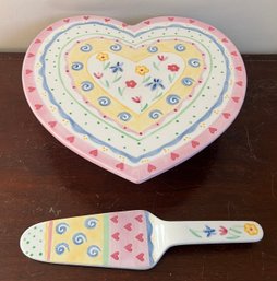 Sweet Hearts Heart Shaped Cake Stand With Knife