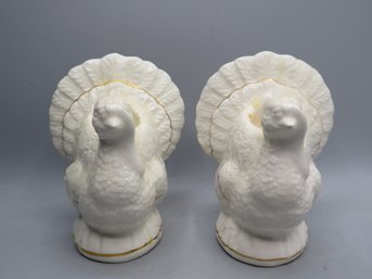 Ceramic Turkey Candleholders - Set Of 2