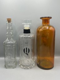 Glass Decanter Bottles - 3 Pieces