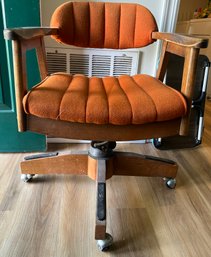 Orange Terry Cloth Upholstered Swivel Rolling Chair