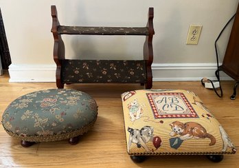 Vintage Shoe Rack & Footstools - 3 Pieces