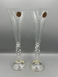 Waterford Millennium 2000 Number Crystal Champagne Flutes - 2 Pieces