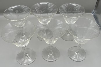 Etched Glasses Lot Of 6