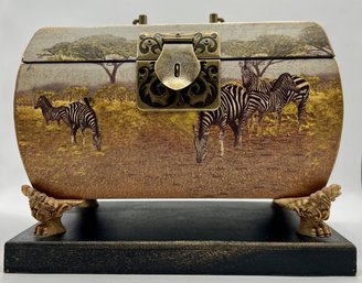 Mounted Decorative Treasure Chest  Elephants On The Plain