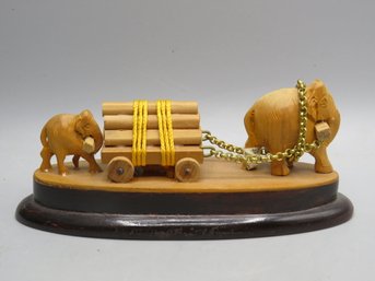 Handcrafted Sandalwood Elephant Pulling Cart