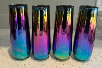 Iridescent Rainbow Champagne Flutes- 4 Pieces