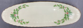 Lenox China Holiday Berry Porcelain Serving Tray With Hand Decorated 24K Trim