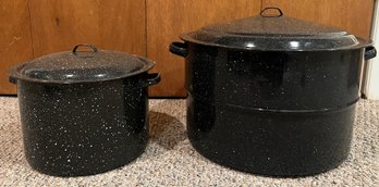 Graniteware Stock Pots - 2 Piece Lot
