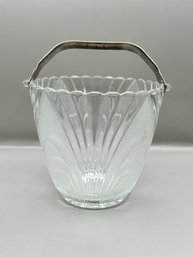 Brockway Nouveau Frosted Glass Ice Bucket With Hammered Steel Handle