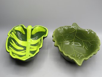 Harvest & Boston Warehouse Trading Corp. Leaf Shaped Bowls - Lot Of 2