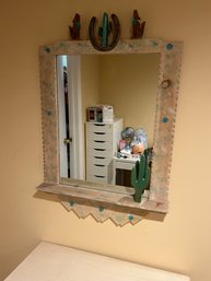 Hand Painted South West Style  Wood Mirror