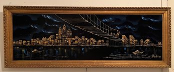 Velvet 'brooklyn Bridge' Framed Art By Riki 1971